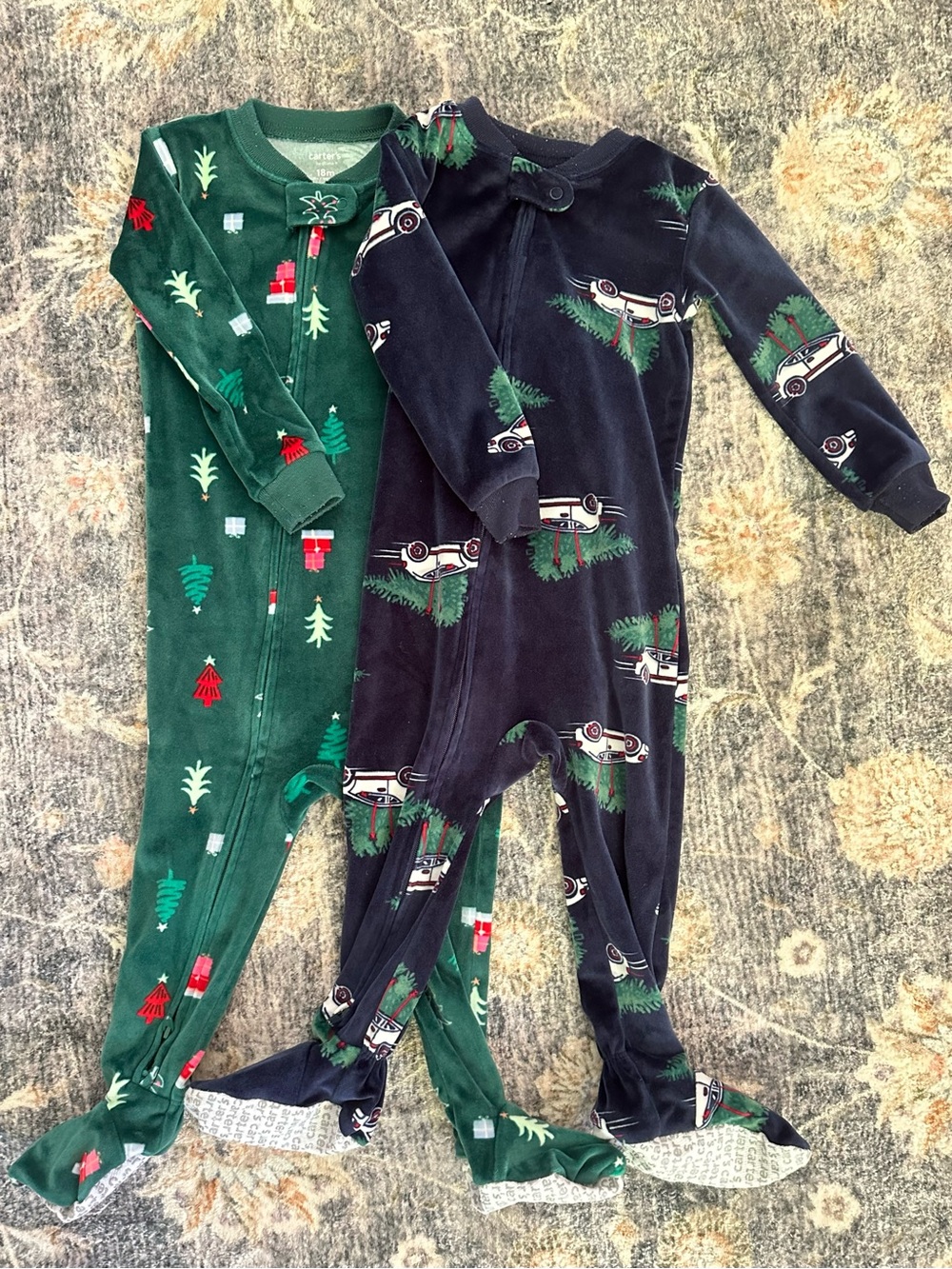 Carter's DreamPlush Long-Sleeve 1-Piece Pajamas - Green & Navy